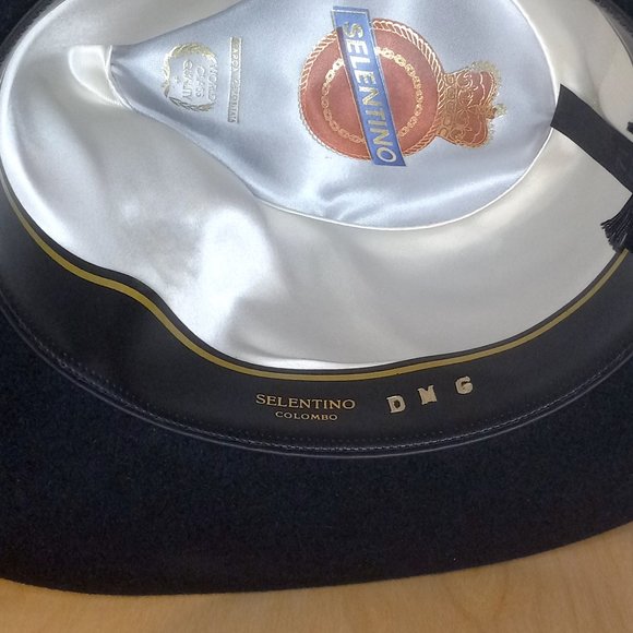 Selentino Fedora Hat black fur felt 7 1/4 - Picture 4 of 9